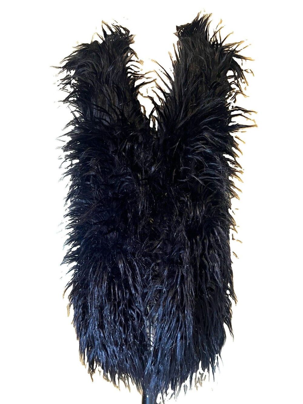 Vera and Lucy Black Shaggy Faux Fur Gilet M/L Glam Rock Alt-Fashion Boho Chic